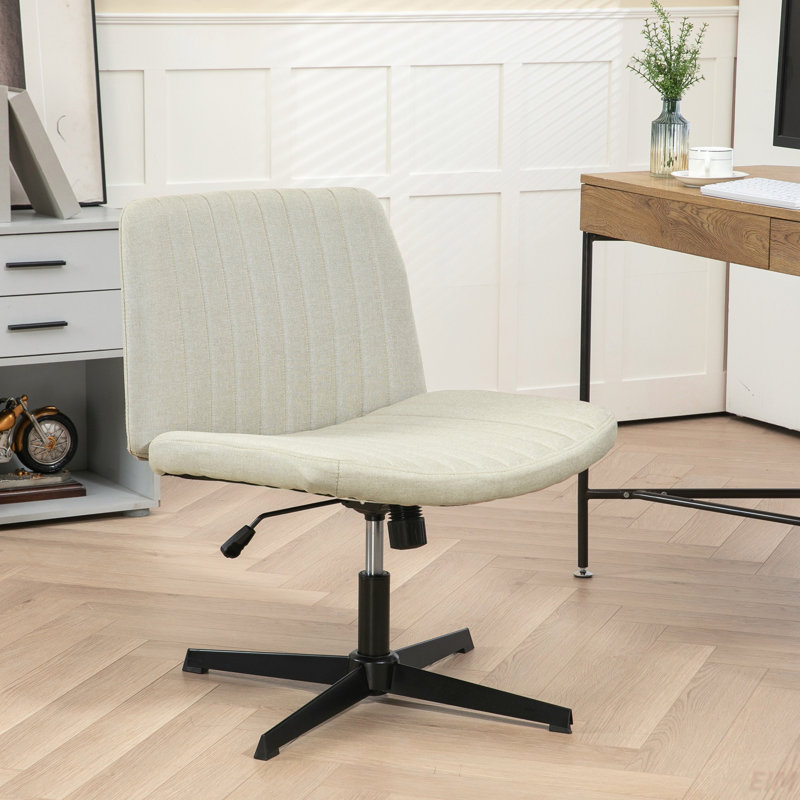 Fauteuil de bureau large, fauteuil de bureau sans accoudoir, fauteuil de coiffeuse en tissu d'ordinateur à hauteur réglable
