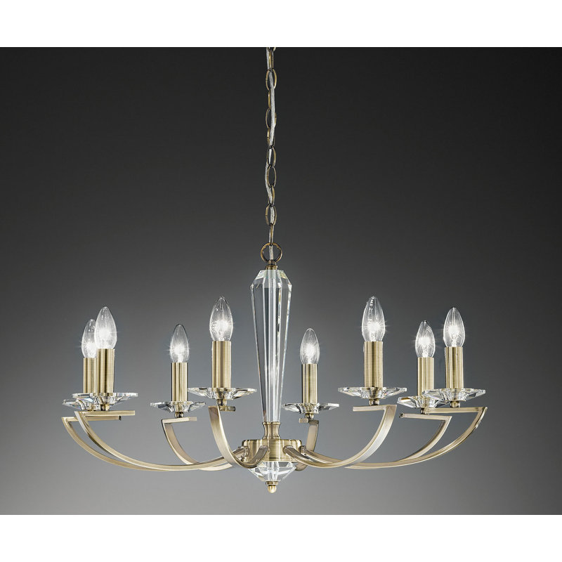 Much Wenlock 8 - Light Candle Style Chandelier, Bronze