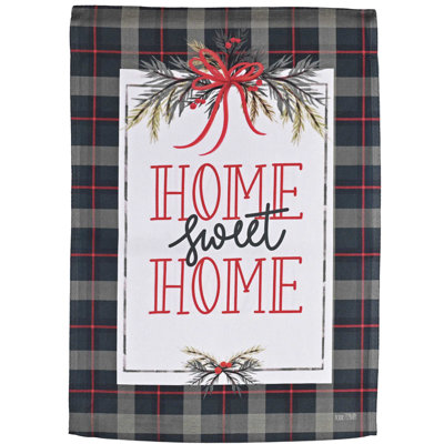 Garden Flag Plaid Home Sweet Home Bow