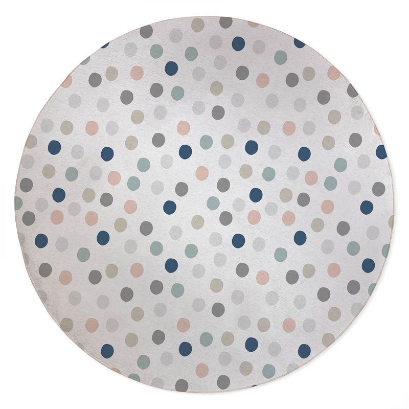 Always Polka Non-Slip Outdoor Rug, Round 5'
