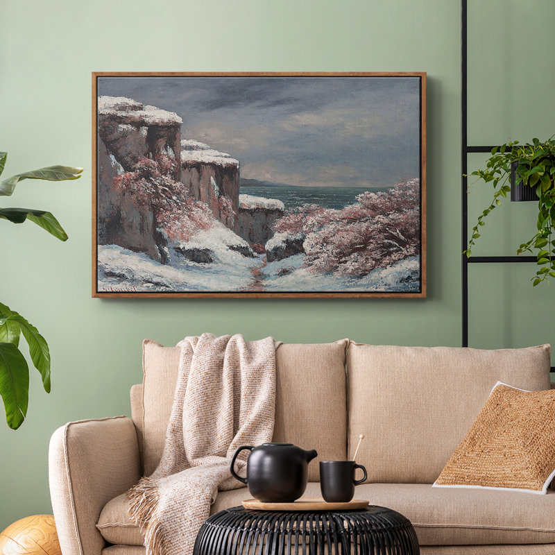 " Vintage Botanical - CV " Oil Print, Walnut Floater Framed Canvas, 25" H x 37" W x 2" D