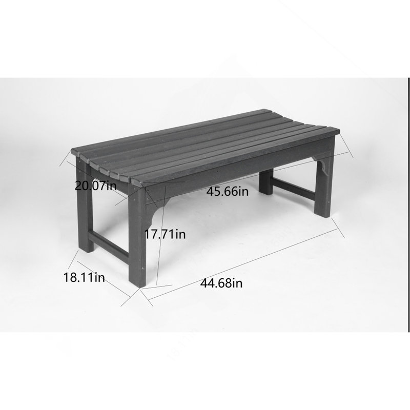 Banc Adirondack sans dossier avec texture en bois, siège en bois de poly pour patio, cour arrière, balcon, résistant aux intempéries avec protection contre les rayons UV