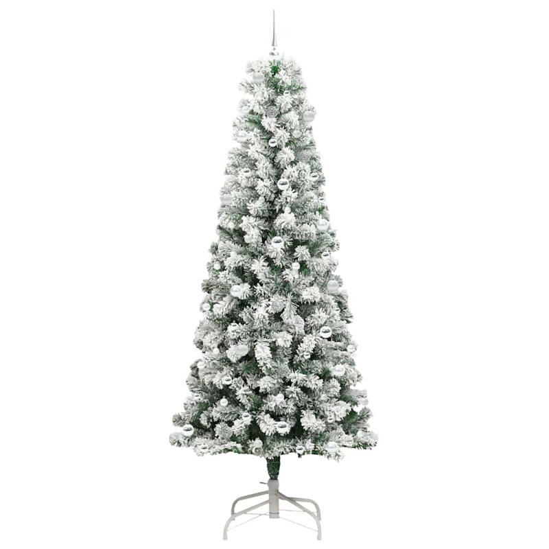 Artificial Hinged Christmas Tree Green and white, 7.87 ft
