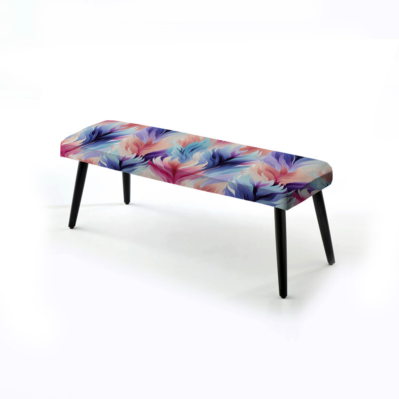 Banc rembourré floral noir, Ikat d'esprit pourpre et rose Boho