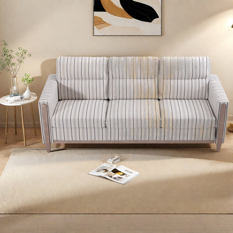 Canapés en bois modernes et confortables, style rayures bleues pour le salon