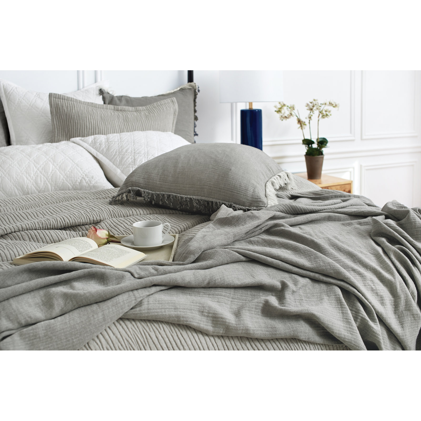 100% Cotton Throw, Ash 