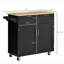 41" Modern Rolling Kitchen Island On Wheels, Utility Cart Storage Trolley With Rubberwood Top & Drawers