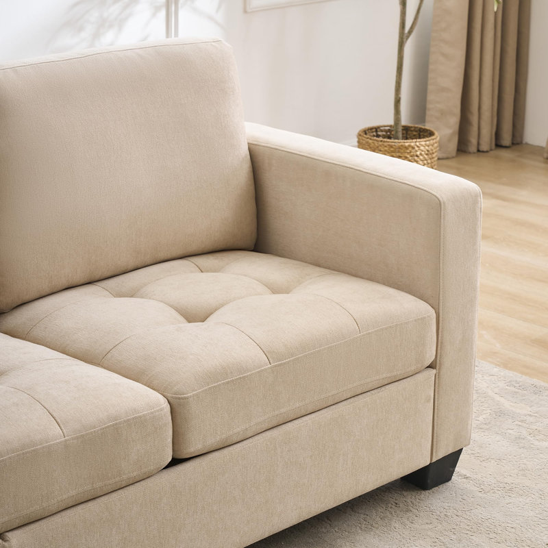 89 Inch Sofa, Oversized 3 Seat Sofa, Chenille Fabric Upholstered Sofa With Wide Armrest And Removable Cushion, Beige