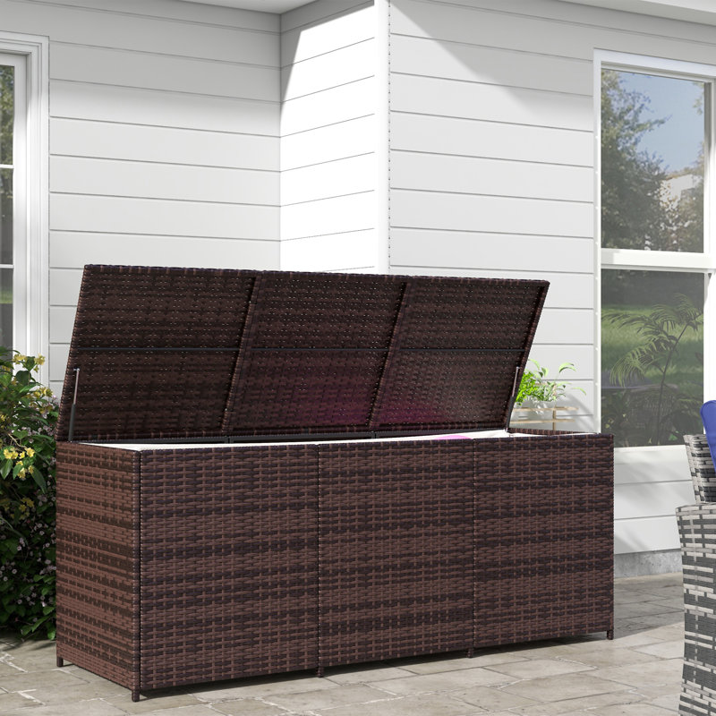 Outsunny 175 Gallon Outdoor Storage Box With Inner Liner, Brown