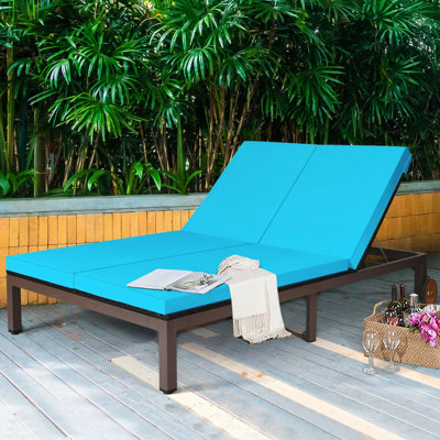 Eckford Outdoor PE Rattan, Steel Chaise Lounge - 2-Person by Latitude Run