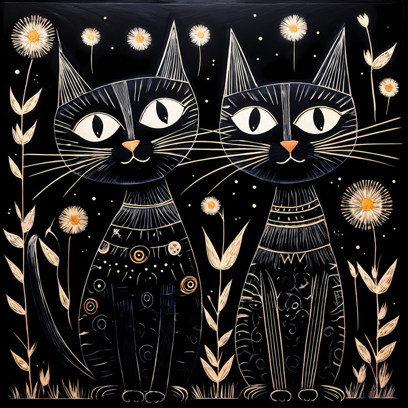 Nuit de chat, H 24 po x l 24 po