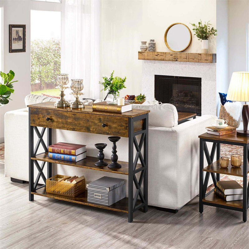 Annam Console Table, Brown, 80cm H x 100cm W x 30cm D, Black