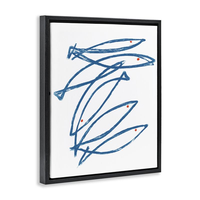 Cadre flottant Minimalist Fish, design par Lil 'Rue, H 31 po x l 25 po, Cadre flottant noir de jais