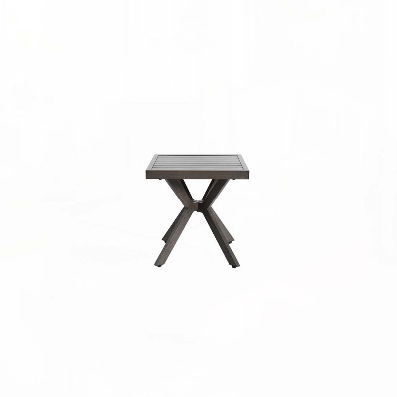 Table de patio en fonte avec structure en aluminium, plateau carré