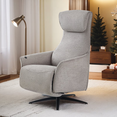 Dual Motor Power Swivel Recliner Chair with Airbag Massage, USB & Type-C Modern Accent Chair by Latitude Run