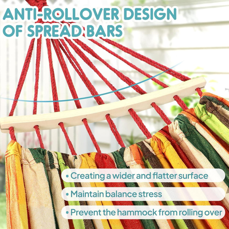 Luxury Cotton Hammock with Spreader Bars & Tree Straps