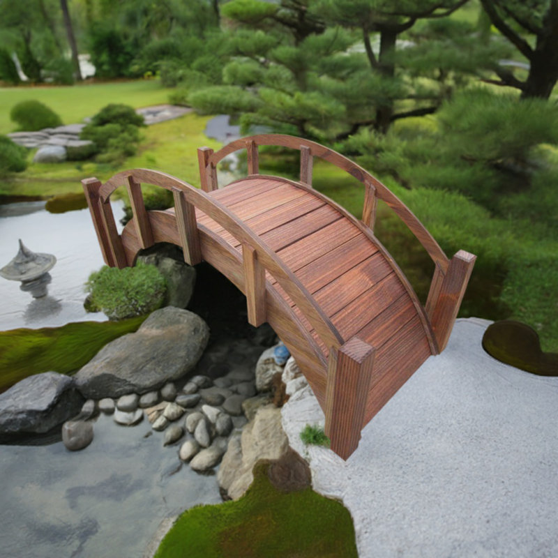 Miniature Japanese Garden Bridge Treated 25 inches, Brown