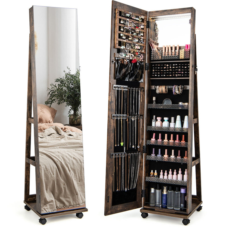 Arafa Freestanding Jewelry Armoire, Dark Brown