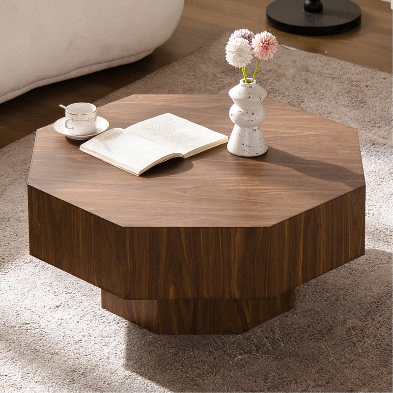 Table basse de 30,18 pouces pour le bureau, rangement ouvert, bords lisses, coin brun noyer - en forme de finition, construction, montée rapide