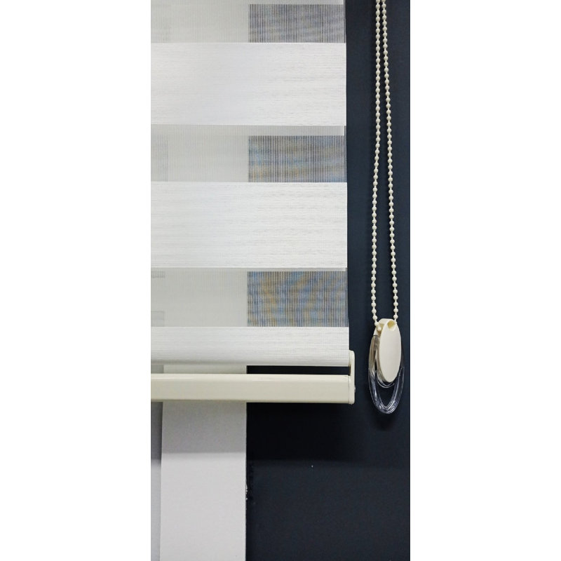  Zebra Semi-Sheer and Blackout Roller Shade, White, 27"W x 72"L