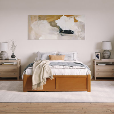 Concord Queen Solid Wood Platform Bed with Footboard & Storage Drawers in Light Toffee by AFI Furnishings