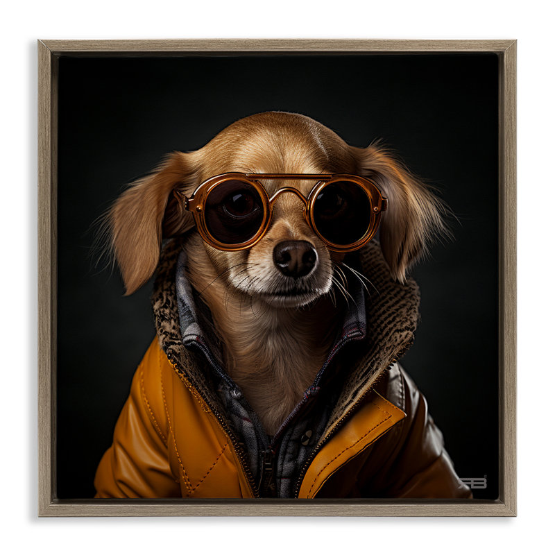 "Élégant chien sur toile encadrée noire" par Roozbeh Bahramali, Cadre flottant orme Montalcino, H 18 po x l 18 po