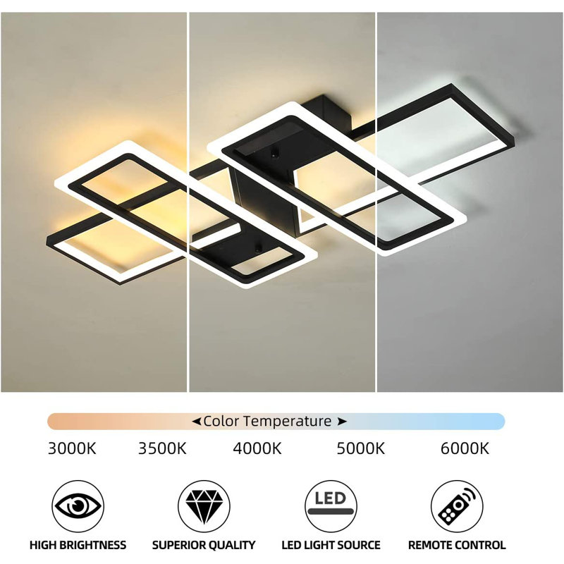 Cheyrl 4 -Light 35.4" Rectangle LED Flush Mount, Black