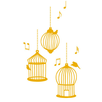 Décalcomanie murale cages d’oiseaux de chanson