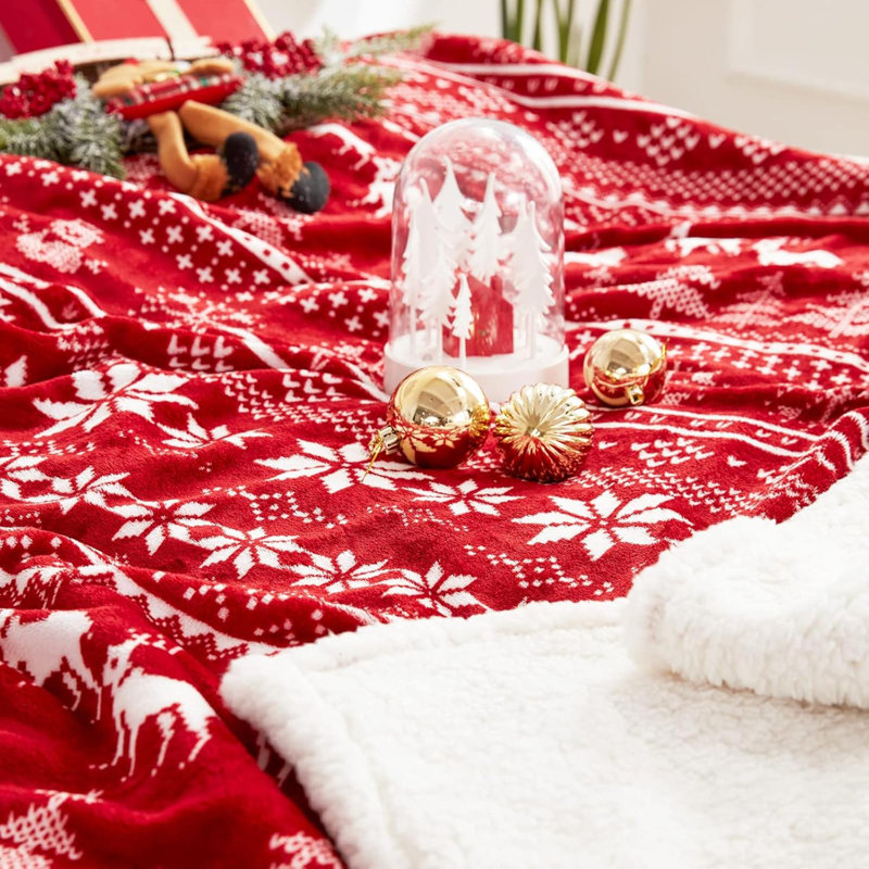 Sherpa Christmas Throw Fleece Flannel Microfiber