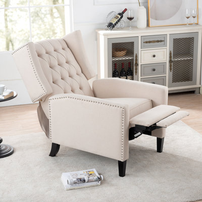 27" Tufted Push Back Recliner with Nailhead Trim