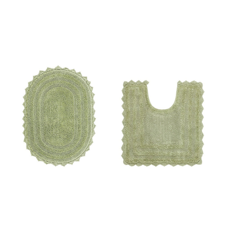 Tapis de salle de bain Janek, 2 pièces (ovale 17 po x 24 po | 20 po x 20 po), Sauge