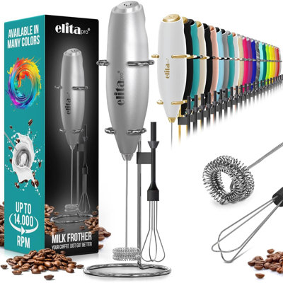 Zulay Kitchen Elita Pro Ultra High Speed Double Whisk Milk Frother & Drink Mixer With Egg Beater