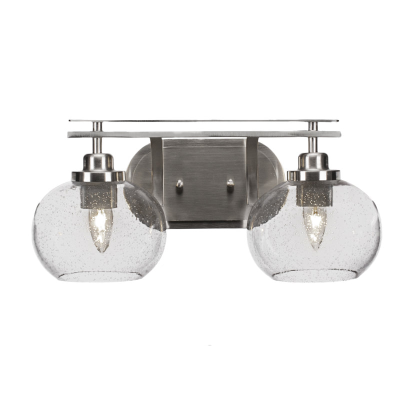 Odyssey 2 Light Bath Bar, Clear Bubble, Brushed Nickel