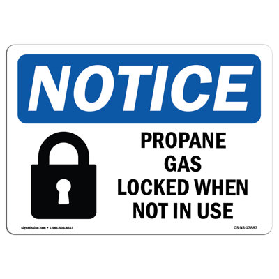 Propane Cage Locked When Not in Use Sign with Symbol