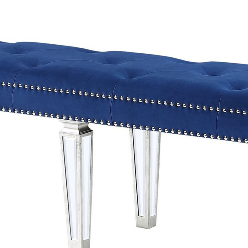Hallmark Upholstered Bench with Tapered Leg, Blue