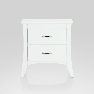 White Accent Table With Storage Drawer Duo - Wooden Case-Frame, Tapered Legs, , 25" H X 24" W 16" D 2 Rectangular Frame, & Veneer, 16