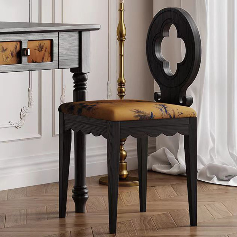 Black Solid back side Chair(Set of 2)