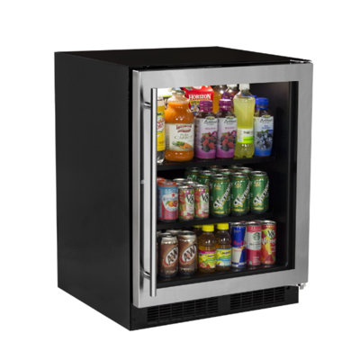 Marvel 24"W. Low Profile 4.9 Cu.Ft. Built-In High Capacity Mini-Refrigerator - Stainless Steel Frame with Glass