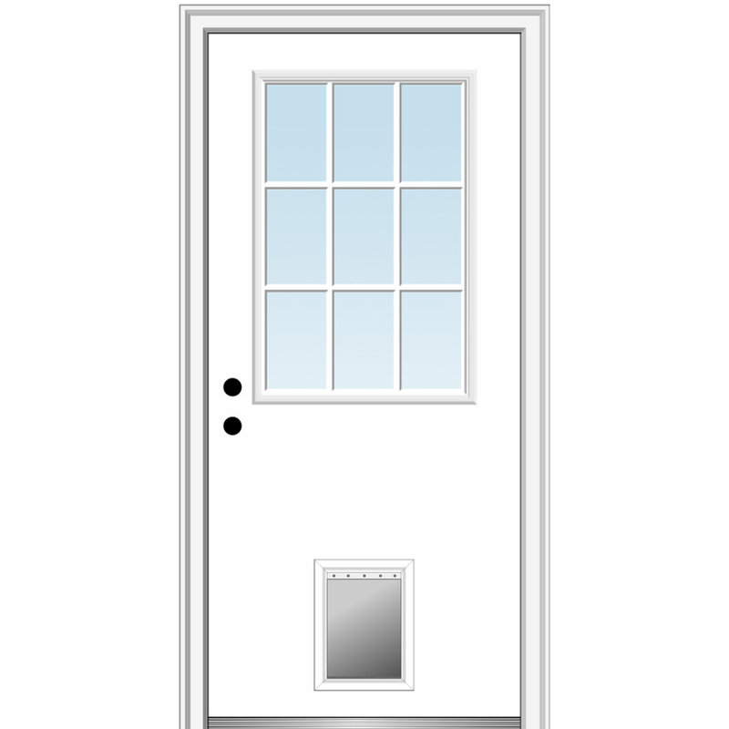 Portes d'entrée pré-montées en fibre de verre Smooth 9 Lite avec porte pour animaux, H 81,75 po x l 36 po x P 4,56 po