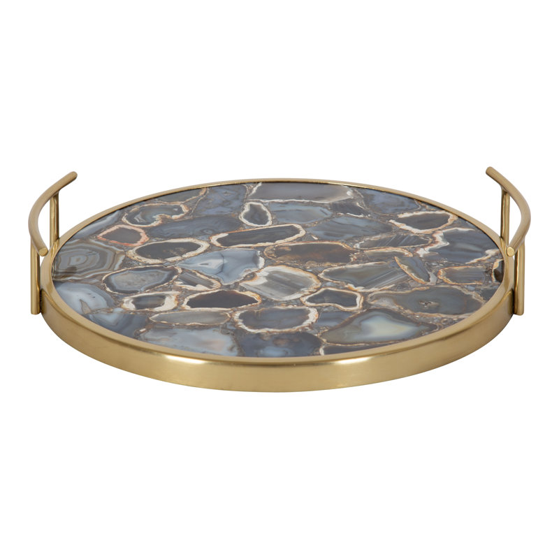 Plateau en marbre Coss, Agate noire / or