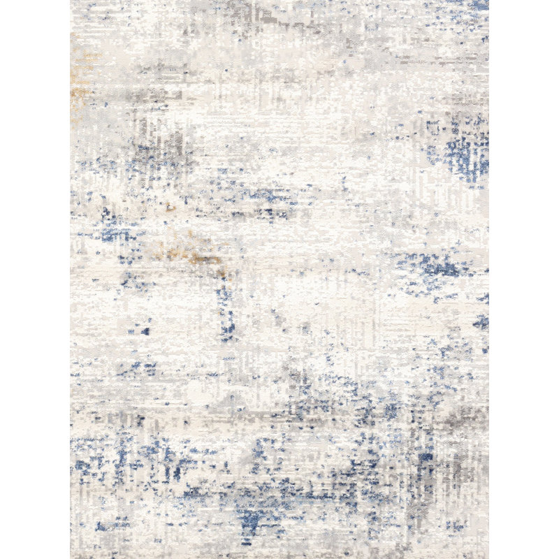 Luxurious Modern Edge 4' x 6' Rectangular Gray Synthetic Rug