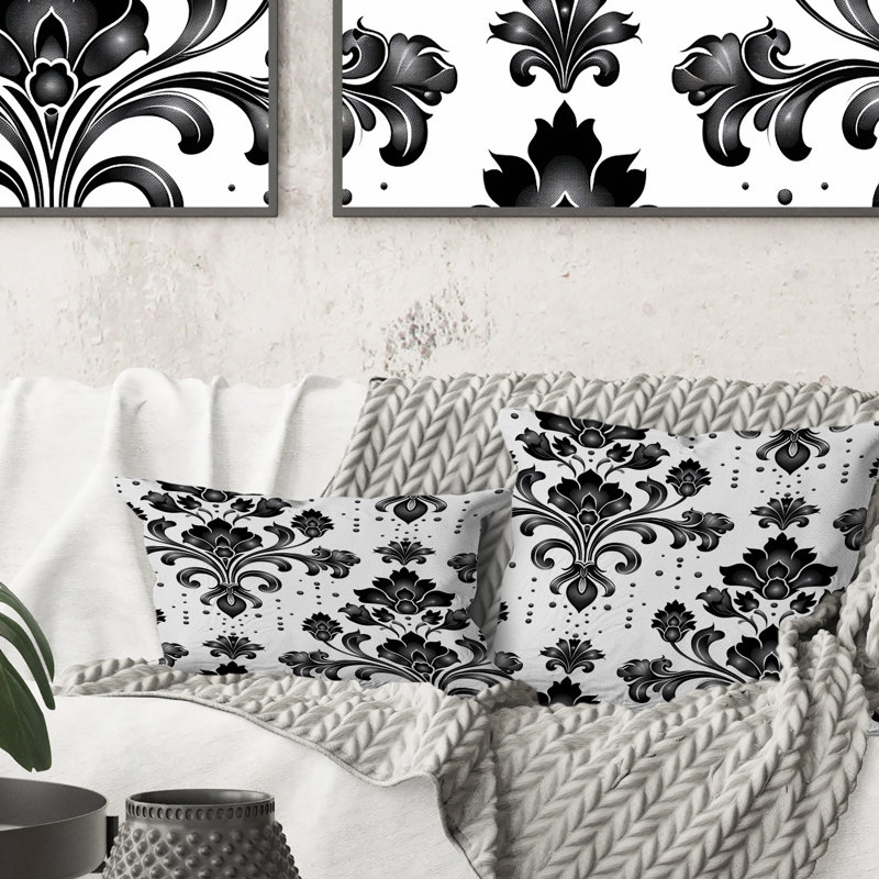Coussin lombaire noir traditionnel damassé Tradition I