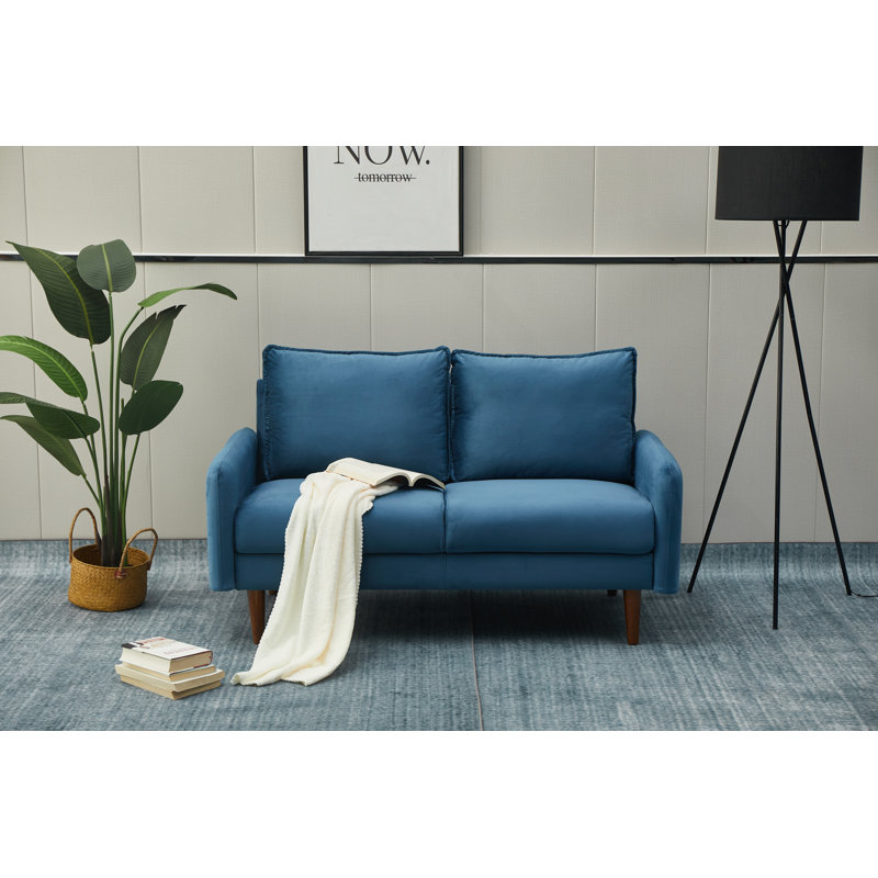 Emteas 57.3'' Velvet Loveseat, Prussian Blue Velvet