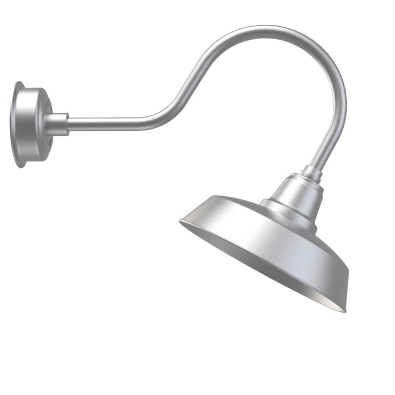 Luminaire de grange d’extérieur à del Vandervliet, H 8 po x l 14 po x P 12 po, Argent galvanisé