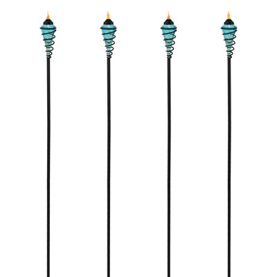 Schofields Swirled Glass 2-in-1 Citronella Garden Torch Set with Adjustable Height - Set of 4