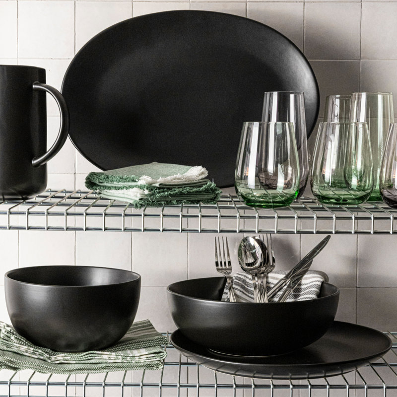Over&Back Coupe Round Serving Platter, Black