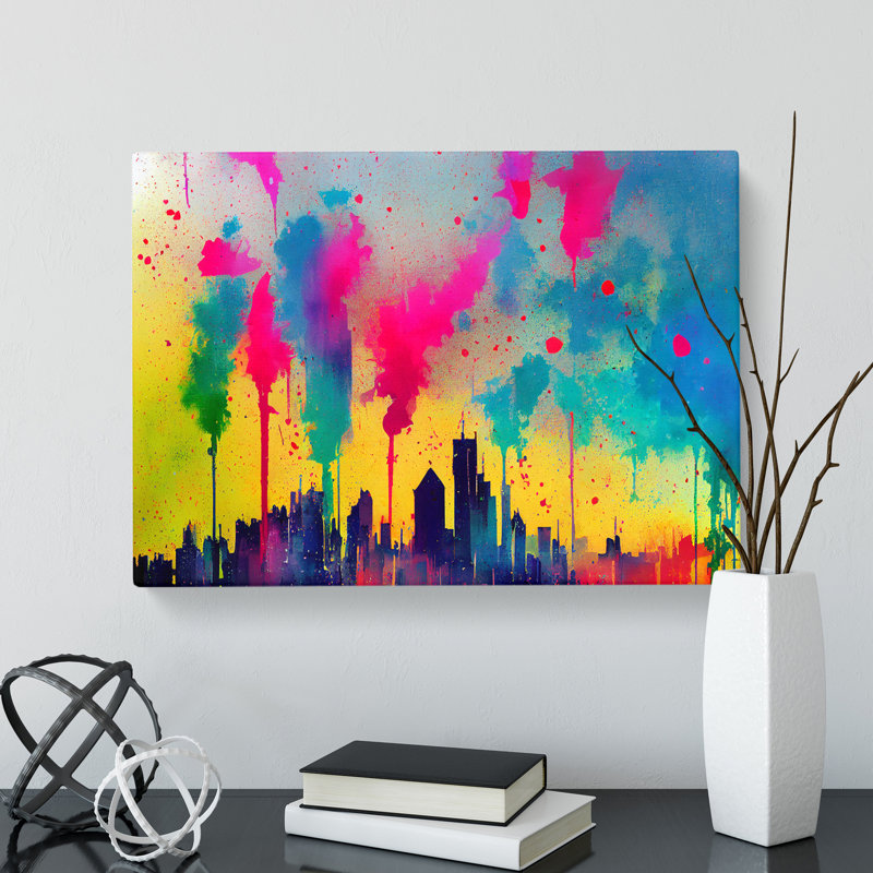 Skyscraper Skyline Splashed Vol.7 - Wrapped Canvas, 35cm H x 50cm W x 3cm D