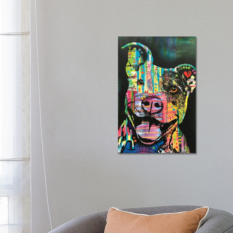 Exhuberant Pit Bull by Dean Russo - Print on Canvas, Wrapped Canvas, 66.04cm H x 45.72cm W x 3.81cm D