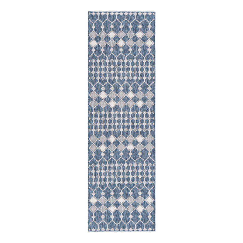 Blue Traliccio Indoor/Outdoor Trellis Rug, Runner 2'11" x 10'
