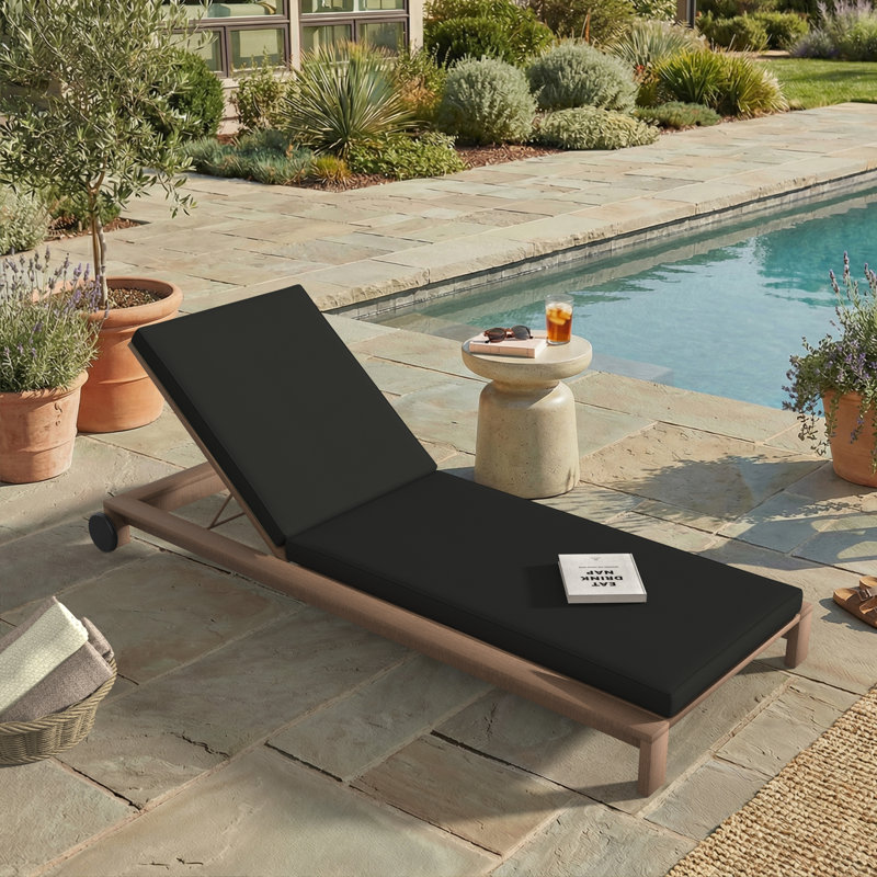 Coussin de chaise d'extérieur avec tissu Sunbrella, 24 po x 73 po, Toile Sunbrella® noir
